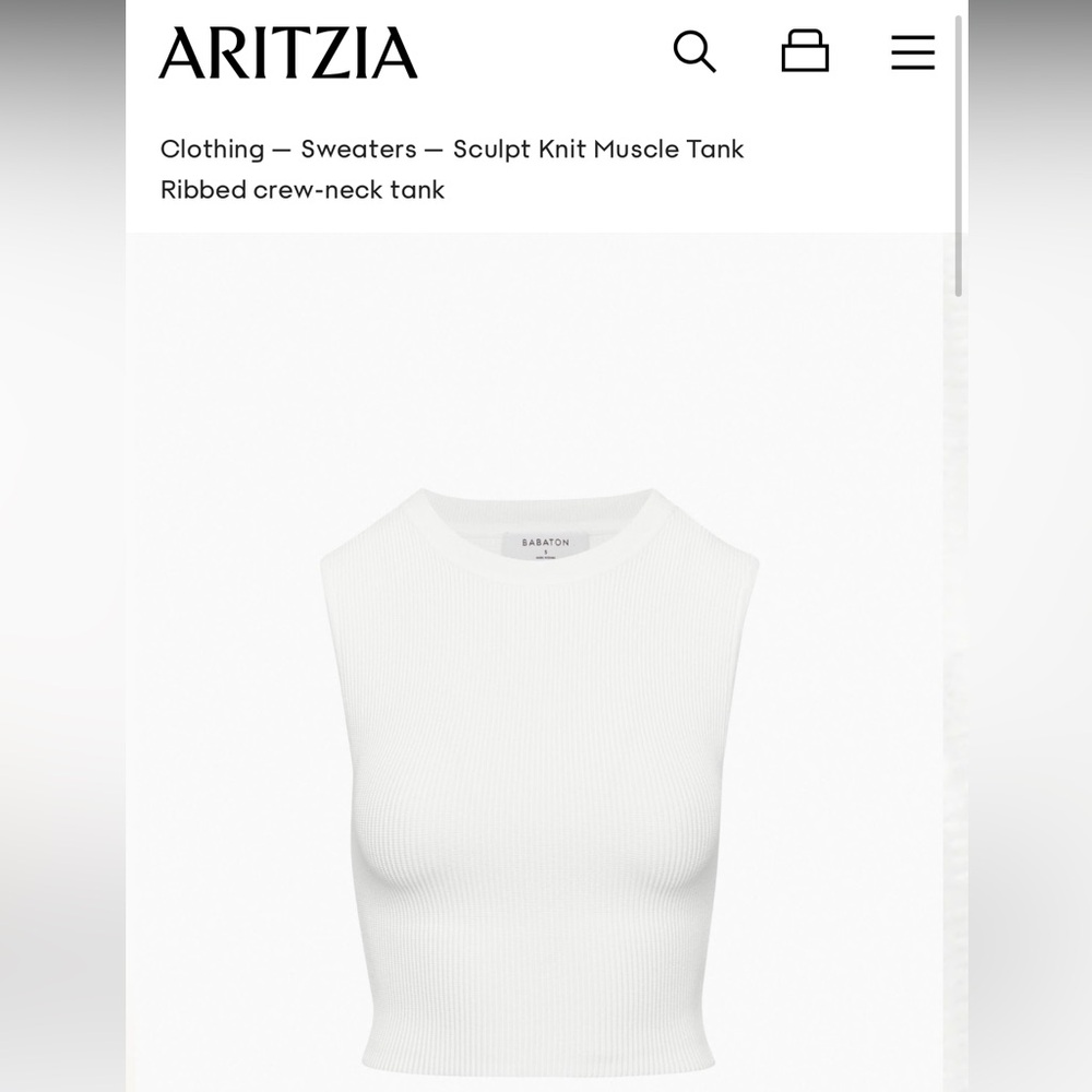 Aritzia Babaton Sculpt Knit Muscle Tank, White, M